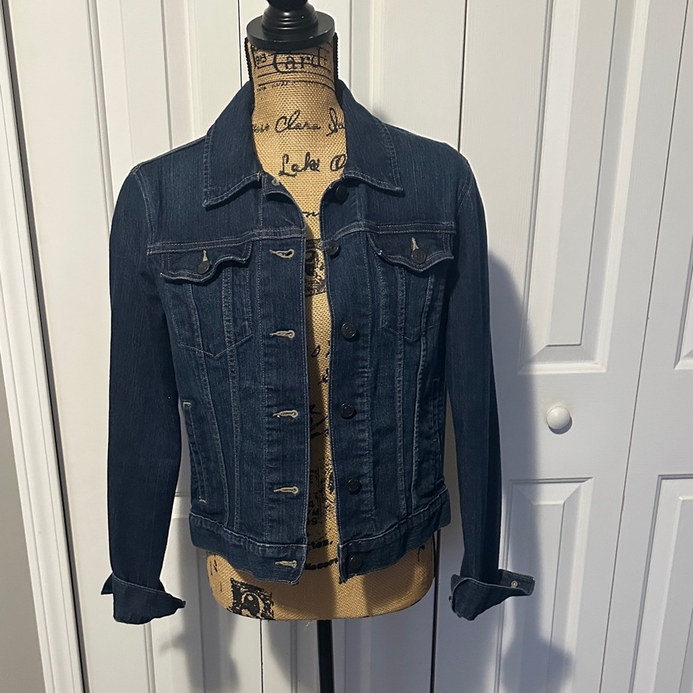 Banana Republic Dark Blue Denim Jacket - Women's Classic Jean Coat